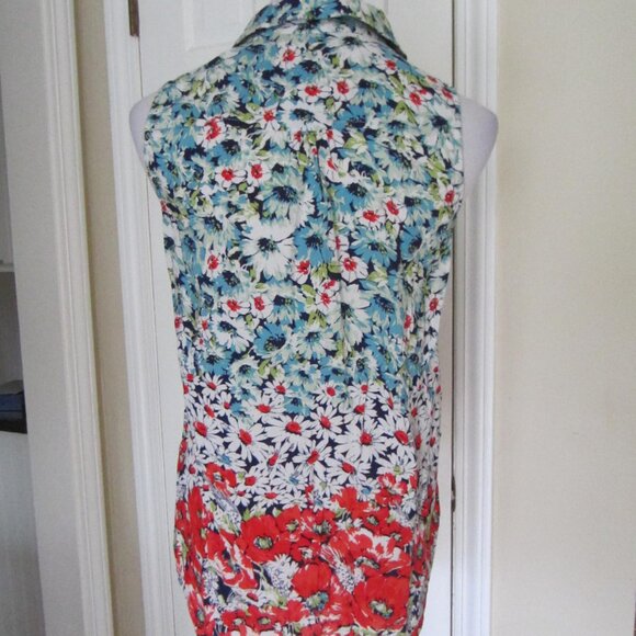6 of 52 CONVERSATIONS by ANTHROPOLOGIE Floral Print Sleeveless Blouse – Small - Picture 3 of 6